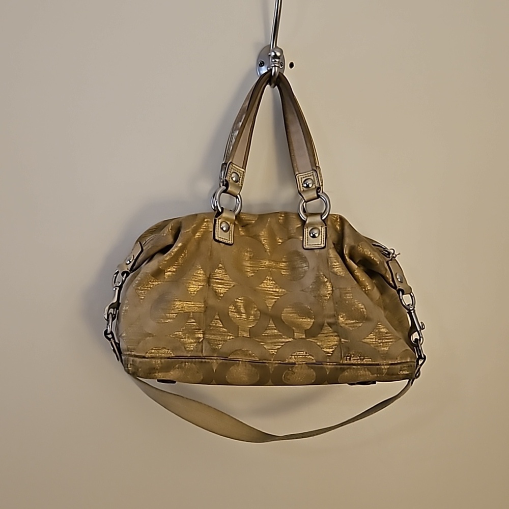 VTG COACH Y2k Gold Poppy Signature Logo Cloth Satchel Bag - Picture 7 of 16
